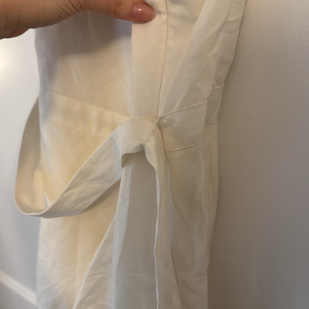 Banana Republic Linen Blend Bridal White Wrap Mini Dress 4 - Picture 6 of 7